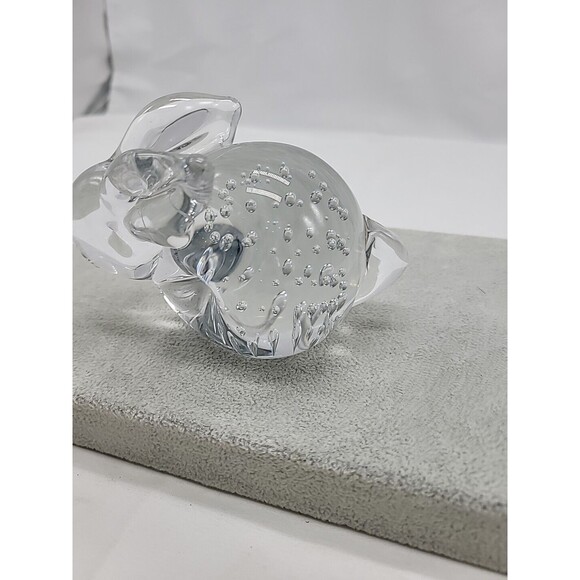 Rabbit Art Glass Bullicante Controlled Bubbles Clear Handblown Bunny Paperweight - Picture 7 of 14